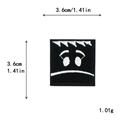 Square black embroidered patch with white funny face and zigzag hair design, 3.6cm x 3.6cm - Jagged Hairline Expression (11511)
