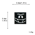 3.6cm square black embroidered funny monster face patch with teeth for DIY decor - Fang Grinning Face (11498)