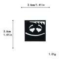 Square black patch with white embroidered heart-eye smiley face and size markings - Heart Eyes Expression (11506)
