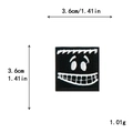 Square black monster embroidery patch with big eyes and stitch smile, size 3.6cm - Monster Stitched Smile (11499)