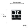 Square black embroidered patch with funny white face expression for clothing DIY - Grinning Tooth Expression (11504)