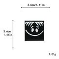 Square black embroidered patch with white minimalist smiley face for DIY clothes - Minimalist Arc Smile (11501)
