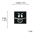 Black square embroidered patch with funny face expression and dimensions 3.6x3.6cm - Tongue Out Funny Expression (11507)