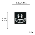 Square black embroidered funny toothy smile patch for clothes and hats 3.6x3.6cm - Grid Tooth Smile (11500)