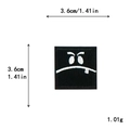 Square black embroidered patch with white moody facial expression 3.6x3.6cm size - Plain Melancholy Expression (11497)