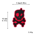 Parche bordado de calavera con lazo rojo y nariz de corazón para decorar bolsos DIY - Calavera Con Lazo (GZ-1008)