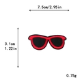 Parche bordado de gafas de sol rojas y negras, insignia DIY de 7,5 cm para bolsos y gorras - Gafas de Sol Rojas (GZ-998)