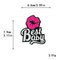Parche bordado Best Baby con labios rosas en tela de sarga negra para bolsos y gorras - Labios Best Baby (GZ-1007)