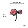 Κεντητό επίραμμα τριαντάφυλλο 7,6cm x 4,6cm για DIY διακόσμηση ρούχων και καπέλων - Κόκκινο Τριαντάφυλλο Διπλός Μίσχος (GZ-0751)