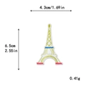Goldener Eiffelturm-Stickaufnäher mit blauen Details für DIY, Größe 4.3x6.5cm - Eiffelturm-Stil (11123)