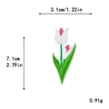 Tulpen-Stickerei-Aufnäher mit rosa Blüte und grünen Blättern für DIY-Kleidungsdekor - 11128 (selbstklebende Ausführung)