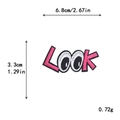 Pink LOOK eye embroidered patch with 6.8cm width dimensions for DIY sewing decor - LOOK Eye Text (GZ-927)