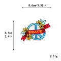 Blauer Friedenszeichen-Stickaufnäher mit gelben Blumen für DIY-Dekorationen - Friedenszeichen-Stil (11117)