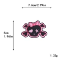 Pink skull embroidery patch with heart eyes and polka dot bow for DIY clothing decor - Skull with Bow (GZ-928)