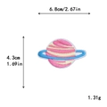 Pink saturn embroidery patch for DIY clothing with size dimensions 6.8cm and 4.3cm - Planet Saturn (GZ-1199)