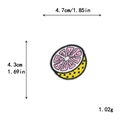 Pink embroidered lemon slice patch with yellow rind, measuring 4.7cm by 4.3cm - Lemon Slice (GZ-923)