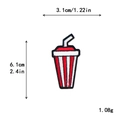 Écusson brodé gobelet de cola à rayures rouges, 3,1x6,1 cm pour décoration DIY vêtement - Style Forme de Gobelet Cola (11553)