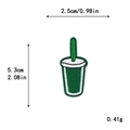 Écusson brodé de tasse verte avec dimensions pour décoration de vêtements DIY - Style Forme de Gobelet (11555)