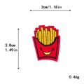 Écusson brodé frites avec boîte rouge souriante et dimensions détaillées incluses - Style Frites Souriantes (11552)