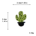 Parche bordado de cactus verde 3,6x2,6cm decoración DIY ropa con borde blanco - Estilo Cactus con Base Negra (10942)
