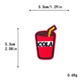 Écusson brodé tasse de cola avec fils rouges et lettrage COLA accessoire de DIY - Style Texte Cola (11551)