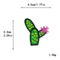 Parche bordado de cactus verde con flor rosa, tamaño de 4,5 cm por 5,2 cm - Estilo Cactus con Puntos Amarillos y Flor Rosa (10602)