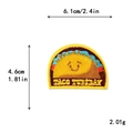 Écusson brodé taco souriant avec texte Taco Tuesday et détails de taille 6,1 cm - Style Forme de Taco (11545)