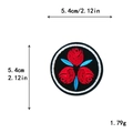 5.4cm Red Rose Flower Embroidery Patch with Blue Leaves and Black Base for Clothing - Rose Wreath (11044)