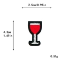 Red wine glass embroidery patch for DIY clothing accessories measuring 2.5x4.3cm - Wine Glass (11058)