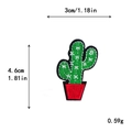 Parche bordado de cactus verde con maceta roja de 3cm por 4,6cm para decoración DIY - Estilo Cactus en Maceta Roja con Estrellas Blancas (10581)