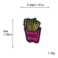 Écusson brodé de frites de dessin animé dans une boîte rose taille 3,6x5cm - Style Texte Frites (11549)