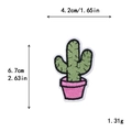 Parche bordado de cactus para ropa con maceta rosa de tamaño 4,2cm x 6,7cm - Estilo Cactus en Maceta Rosa Púrpura (10596)