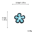 Parche bordado flor azul de cinco pétalos con borde negro y centro blanco 3,5 cm - Estilo Flor Azul (10666)
