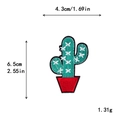 Parche de cactus verde bordado aplique DIY 4.3x6.5cm para ropa y sombreros - Estilo Cactus con Flor Roja Esmeralda (10578)