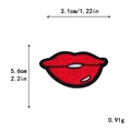 Toppa ricamata a forma di labbra rosse per abbigliamento fai-da-te, misura 5,6 cm per 3,1 cm - Stile Labbra Rosse con Luci (11562)