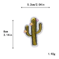 Parche bordado de cactus amarillo con flores rosas, aplique termoadhesivo para ropa - Estilo Cactus Amarillo con Tres Flores Rosas (10597)