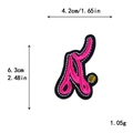 Pink letter embroidery patch with gold circle, size 4.2x6.3cm for DIY clothing decor - Letter N (11053)