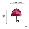 Parche bordado de paraguas rosa y negro con dimensiones 5,5 cm de ancho y 7,7 cm de alto - Estilo Paraguas Rosa Intenso (10663)