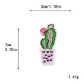 Parche bordado de cactus DIY con maceta rosa y flor roja, mide 3cm por 7cm - Estilo Cactus en Maceta con Puntos Rosa (10600)