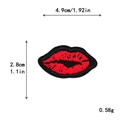 Toppa ricamata a forma di labbra rosse e nere per abbigliamento fai-da-te, 4,9 x 2,8 cm - Stile Labbra Rosse con Bordo Nero (11566)