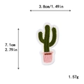 Parche bordado de cactus verde con maceta rosa, mide 3,8x7,1cm para decoración DIY - Estilo Cactus de Tres Puntas en Maceta Rosa (10585)