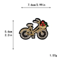 Embroidered vintage bicycle patch with red floral basket for DIY clothing decoration - Golden Bicycle (11051)