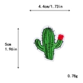 Parche bordado de cactus verde con flor roja, medidas 4,4x5cm para decoración de ropa - Estilo Cactus Verde con Racimo de Flores Rojas (10583)