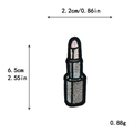 Lipstick embroidered patch for DIY clothing decoration with pink and silver threads - Lipstick A (11054)