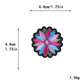 Pink and blue circular flower embroidery patch for DIY decor, size 4.4x4.4 cm - Pink Blue Geometric Flower (11047)