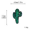 Parche bordado de cactus verde con rayas azules, tamaño 4.5x7.2cm para coser - Estilo Cactus con Líneas Verticales Azul Oscuro (10592)