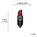 Lipstick shape embroidered patch in red and black with detailed size measurements - Lipstick B (11058-B)