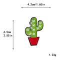 Parche bordado cactus verde con maceta roja y medidas de 4,2 cm por 6,5 cm - Estilo Cactus de Maceta Roja con Textura de Costura Blanca (10576)