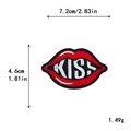 Toppa ricamata labbra rosse KISS per vestiti fai da te, misura 7,2 cm x 4,6 cm decoro - Stile Labbra Rosse con Arte della Parola Kiss (11545)