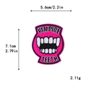 Toppa ricamata denti da vampiro rosa con testo, decorazione fai-da-te per abiti - Stile Denti da Vampiro (11542)